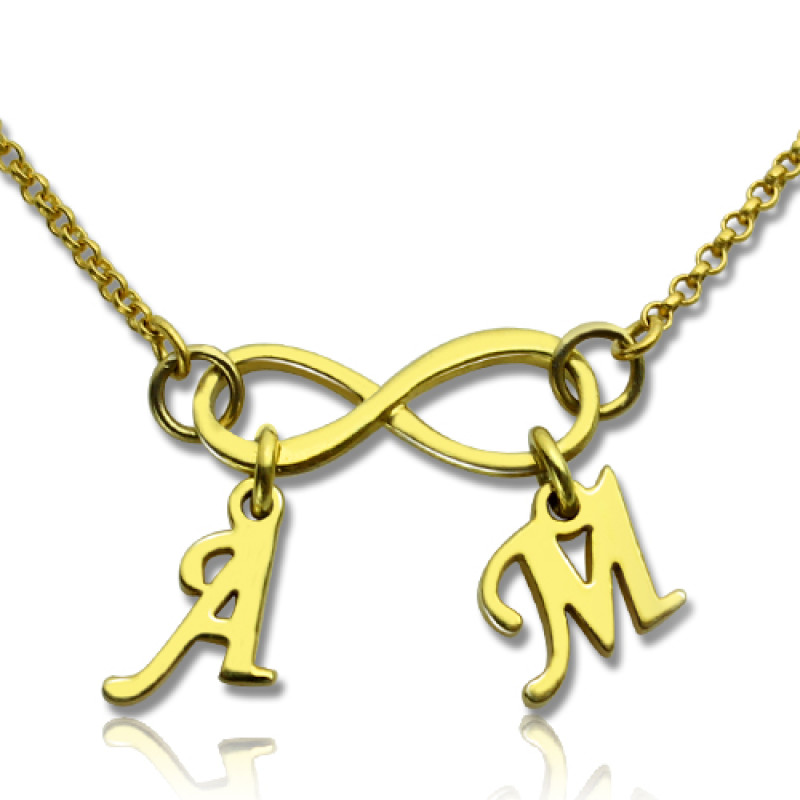 Infinity Pendant Double Initial 18ct Gold Plated Double initial infinity pendant necklace