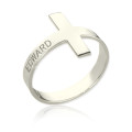 Personalised Engraved Name Cross Ring Engraved name cross ring in sterling silver