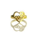 Personalised Heart in Heart Double Initial Ring