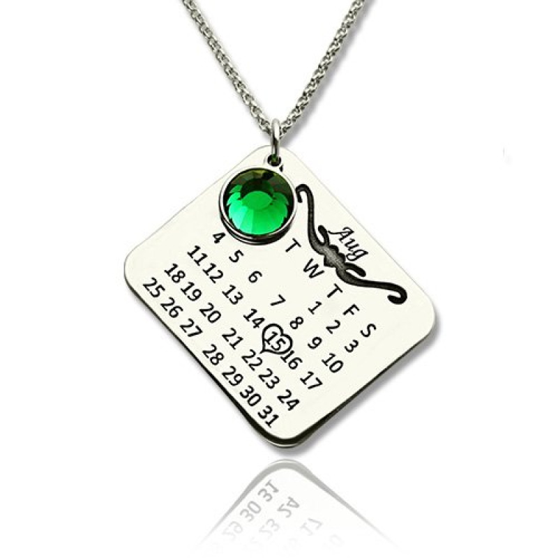 Personalised Birthstone Birthday Calendar Necklace Personalised birthstone birthday calendar necklace