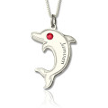 Dolphin Name Necklace with Birthstone Personalised dolphin name necklace with birthstone eye