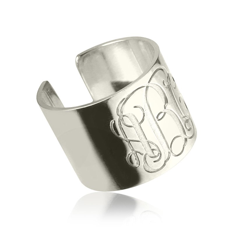 Personalised monogram cuff ring