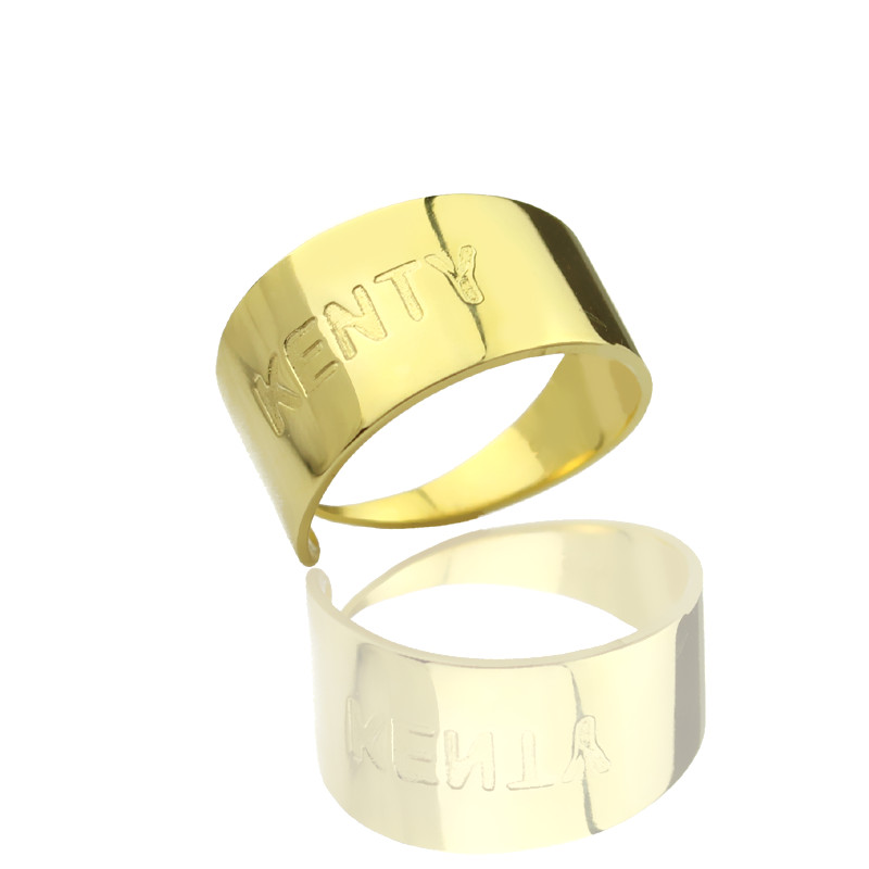 18ct Gold Plated Personalised Name Cuff Ring 18ct gold plated personalised script name cuff ring
