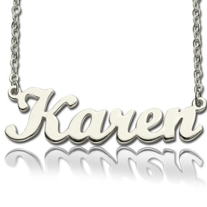 Personalised script name necklace in sterling silver