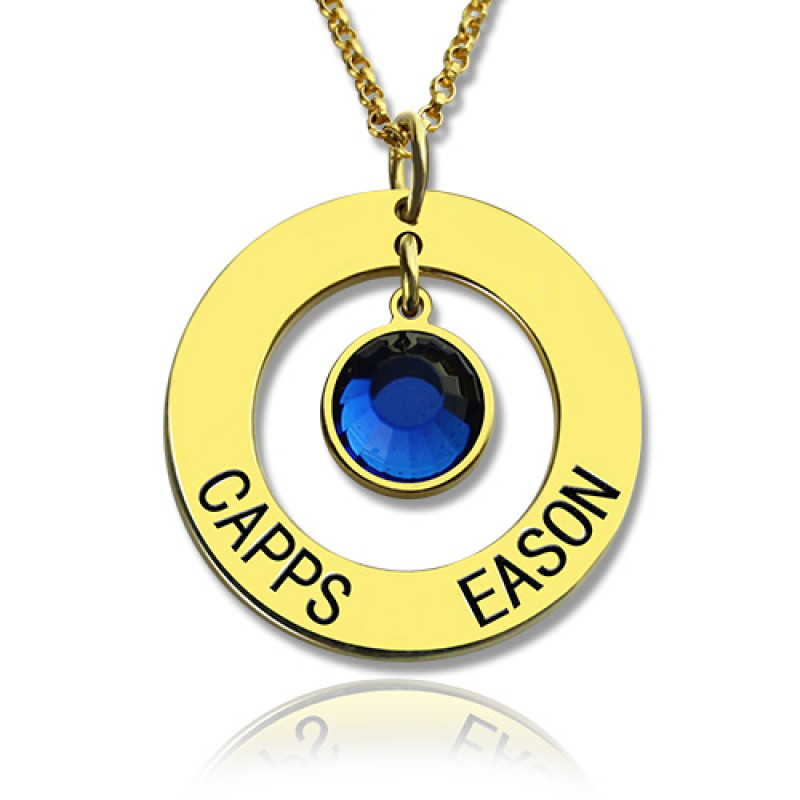 Personalised Circle Name Necklace with Birthstone Personalised circle name necklace with birthstone