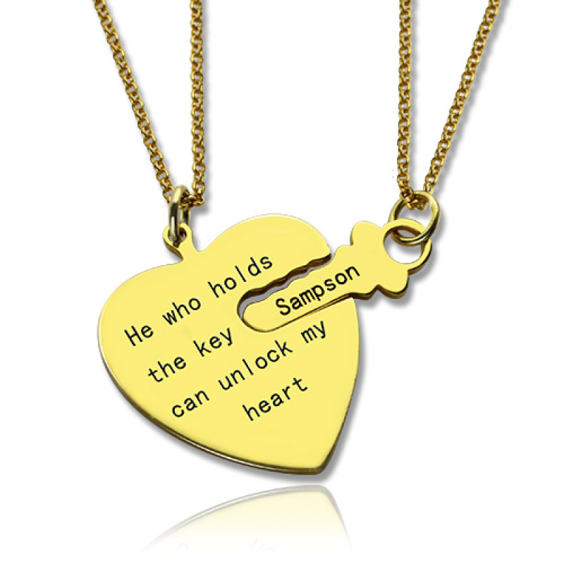 He Who Holds the Key key and lock couple necklace set