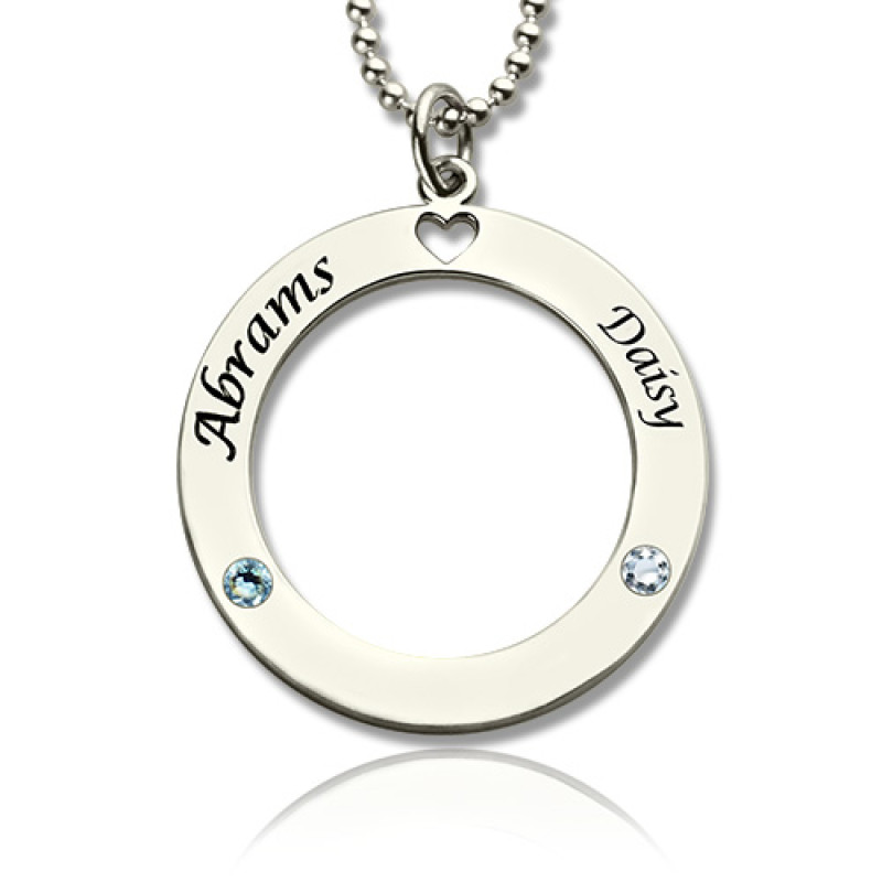 Engraved Circle of Love Name Necklace Engraved Circle of Love name necklace with birthstone