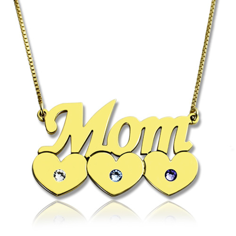 Mom Heart Necklace with Children's Birthstone Mom heart pendant necklace with a child's birthstone