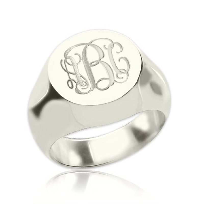 Engraved Sterling Silver Monogram Signet Ring Engraved sterling silver monogram signet ring