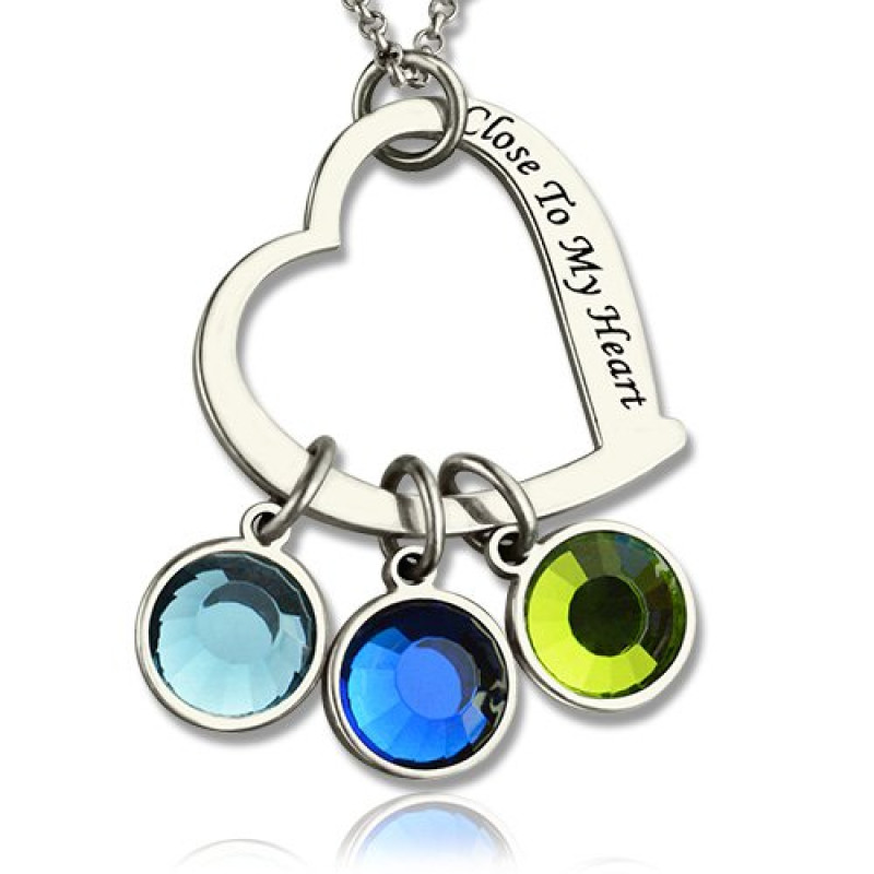 Open Heart Promise Phrase Necklace with Birthstone Open heart promise phrase necklace with birthstone