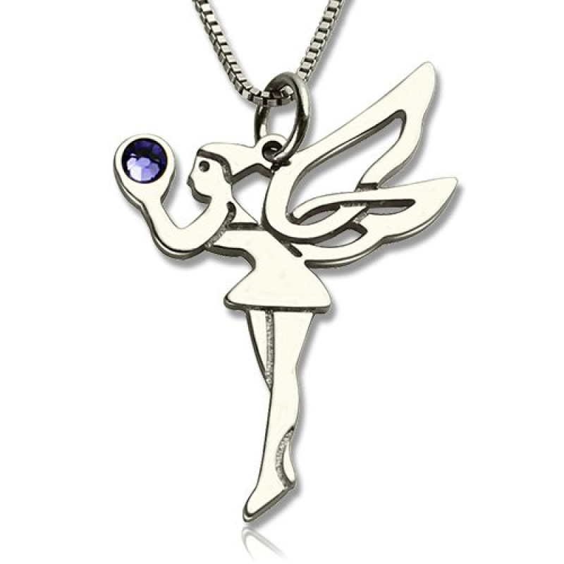 Personalised Fairy Birthstone Necklace for Girls Personalised fairy birthstone necklace for girls