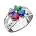 Personalised mother’s name ring with heart-shaped birthstones