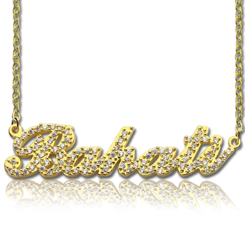 18ct Gold Plated Full Birthstone Carrie Name Necklace 18ct gold plated full birthstone Carrie personalised name necklace