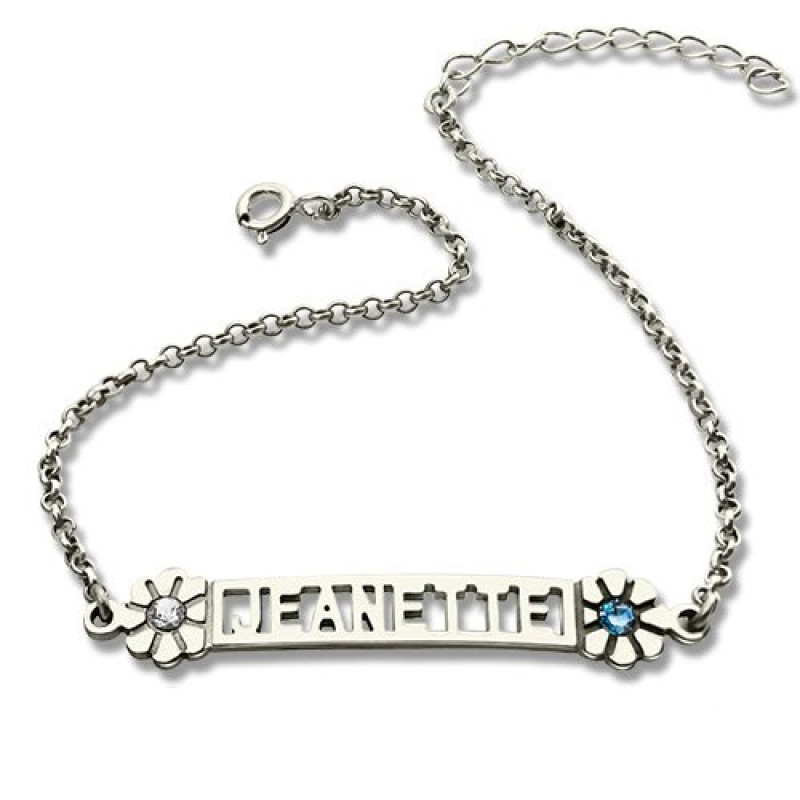 Personalised ID Birthstone Name Bracelet for Teens Personalised ID birthstone name bracelet for teens