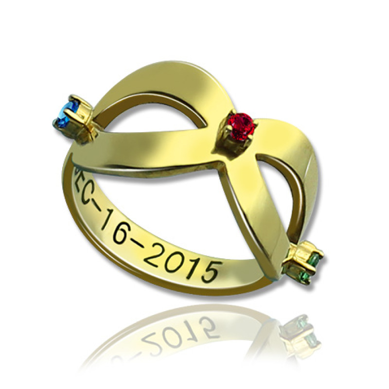 18ct Gold Plated Engraved Infinity Birthstone Ring Engraved infinity birthstone ring