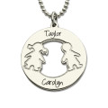 Engraved Children’s Name Circle Necklace Personalised sterling silver circle necklace with engraved children’s name charms