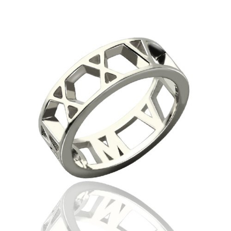 Personalised Roman numeral open ring