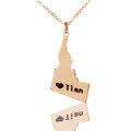 Personalised Idaho state map necklace with heart name detail