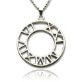 Personalised Double Circle Roman Numeral Necklace Personalised double circle Roman numeral clock-design necklace