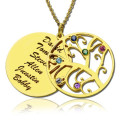 18ct Gold Plated Family Tree Birthstone Name Necklace Personalised family tree birthstone name necklace
