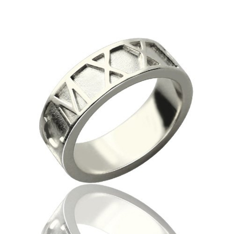 Personalised Roman numerals band ring