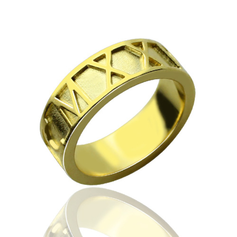 18ct Gold Plated Roman Numeral Date Ring 18ct gold plated Roman numeral date ring