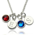 Personalised Double Initial Charm Necklace with Birthstone Personalised double initial charm necklace with birthstone