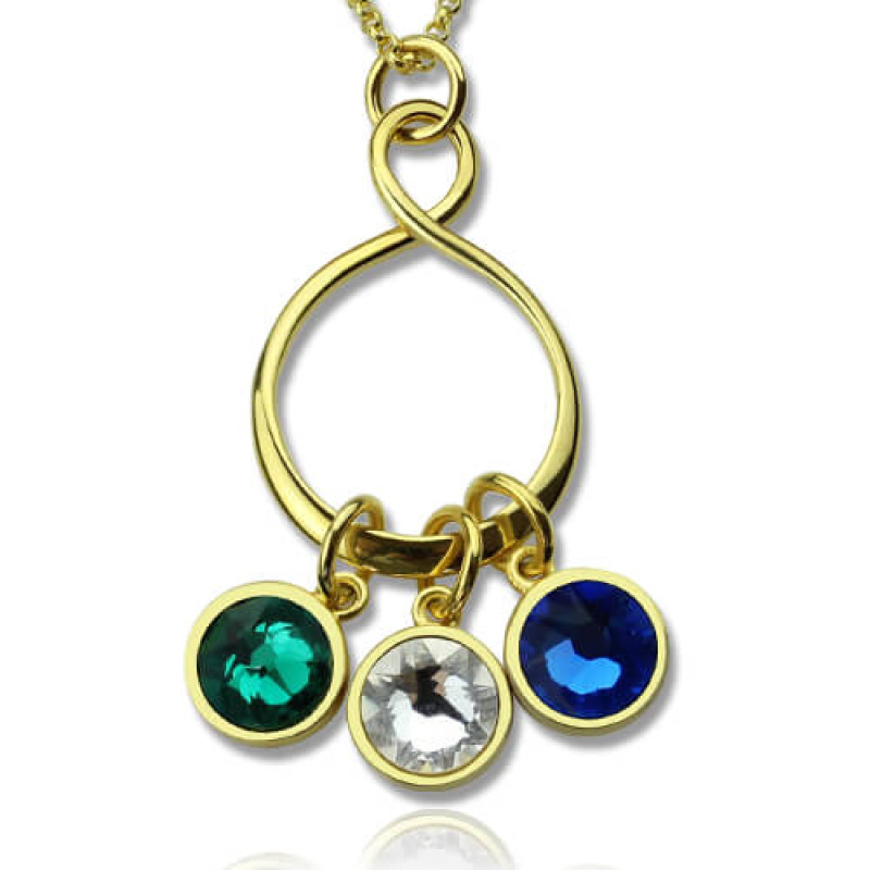 Personalised Family Infinity Necklace with Birthstones Personalised family infinity necklace with three birthstone crystals