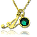 Custom birthstone initial necklace