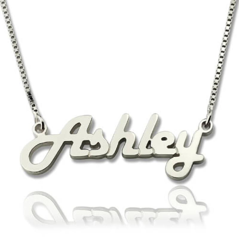 Sterling Silver Retro Name Necklace Sterling silver retro personalised name necklace