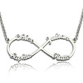 Sterling Silver Infinity Symbol Necklace with 4 Names Personalised sterling silver infinity symbol necklace with four names
