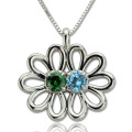 Personalised Double Flower Birthstone Pendant Personalised double flower pendant necklace with round birthstones