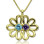 Personalised Double Flower Pendant with Birthstone 18ct Gold Plated Silver