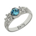 Personalised Flower Birthstone Name Ring Personalised flower birthstone name ring