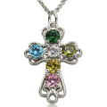 Personalised Cross Necklace with Birthstones Personalised sterling silver cross necklace with birthstones