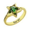 Personalised star ring with a birthstone-style stone
