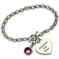 Personalised Birthstone Name Charm Bracelet Personalised name charm bracelet with birthstone and heart pendant