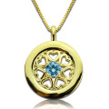 Personalised Hearts Around Necklace with Birthstone Personalised hearts-around birthstone necklace