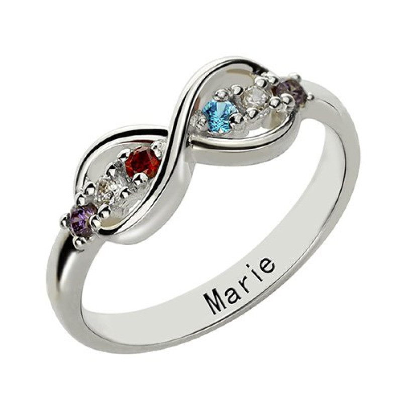 Personalised Infinity Name and Birthstone Ring Personalised infinity name and birthstone ring