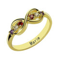 Gold plated infinity promise ring with birthstones