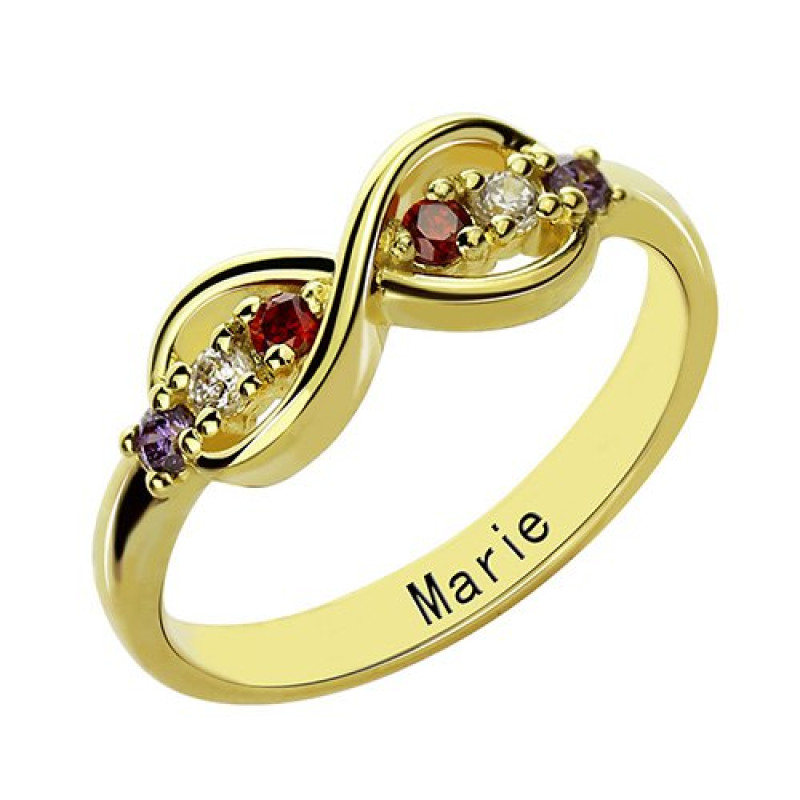 Gold plated infinity promise ring with birthstones