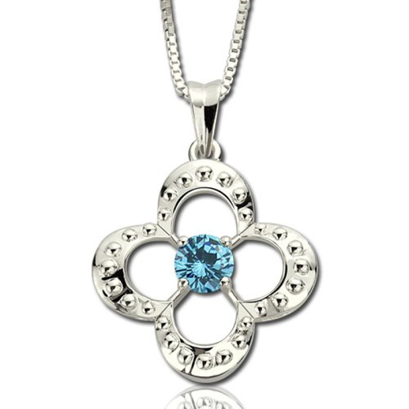 Four-Leaf Clover Birthstone Necklace Four-leaf clover birthstone necklace