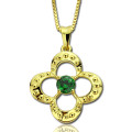 Clover lucky charm necklace with optional birthstone