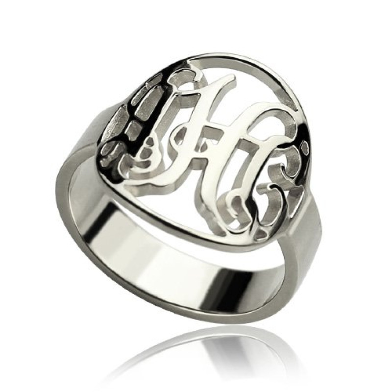 Cut-out monogram initial ring product image