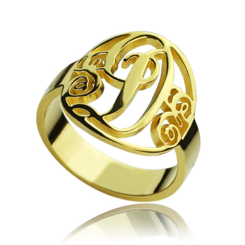 Script Framed Monogram Ring Script framed monogram ring with circular cut-out design