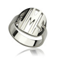 Personalised cut-out block monogram ring in sterling silver