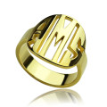 Personalised block circle monogram ring
