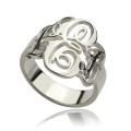 Personalised fancy monogram ring in sterling silver