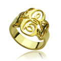 Interlocking Three Initials Monogram Ring Interlocking three initials monogram ring in 18ct gold plating