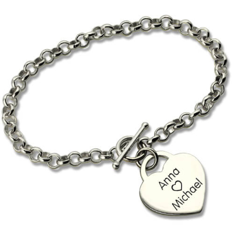Personalised Heart Padlock Toggle Bracelet Personalised heart padlock toggle bracelet